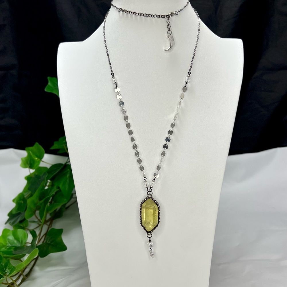 Double Terminated Citrine Crystal Point Necklace